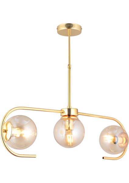 Diaspor 3lü Gold Modern Sarkıt Genç Odası Yatak Odası Retro Salon Avize