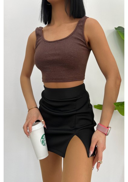 Kadın Askılı Crop Top Bluz