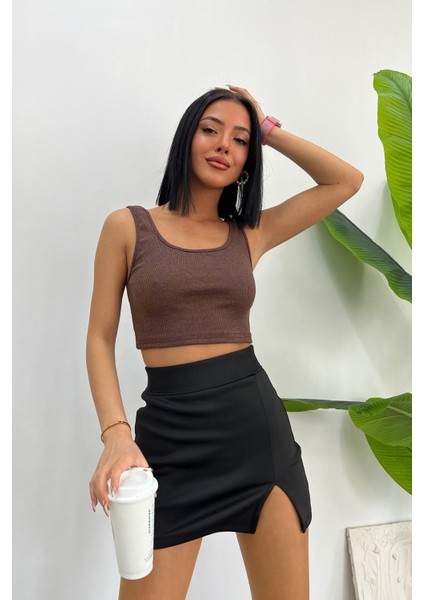 Kadın Askılı Crop Top Bluz