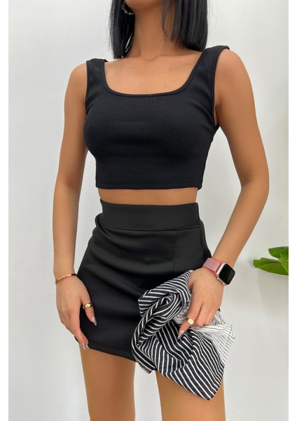 Kadın Askılı Crop Top Bluz