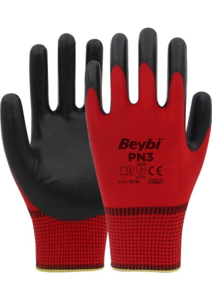 Pn3 Nitril Kırmızı Iş Eldiveni 9-10 Beden - 1 Çift