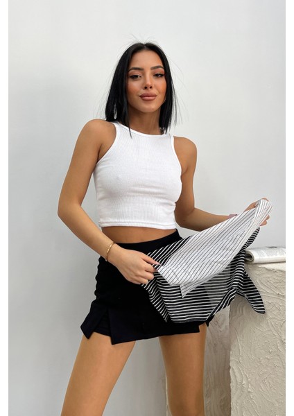 Kadın Halter Yaka Crop Bluz