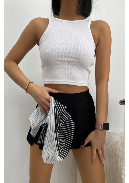 Kadın Halter Yaka Crop Bluz