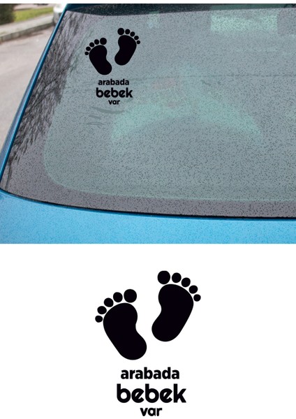 Arabada Bebek Var Sticker Yapıştırma Çıkartma 12X9CM