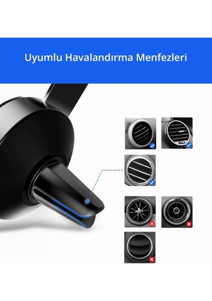 Araç İçi Telefon Tutucu Air Vent, Siyah - 40907