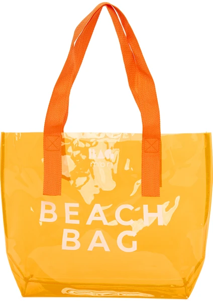 Turuncu Beach Bag Baskılı Şeffaf Plaj Çantası