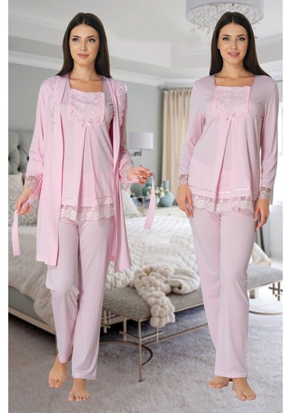 3044 Dantel Sabahlıklı Lohusa Pijama