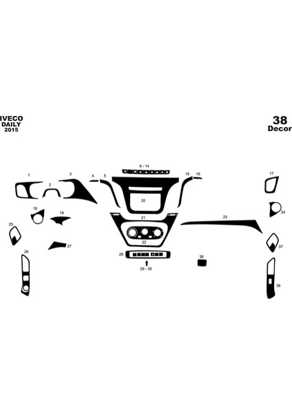 Meriç® Iveco Daily Ön Torpido Kaplama Maun 38 Parça 2014-2019