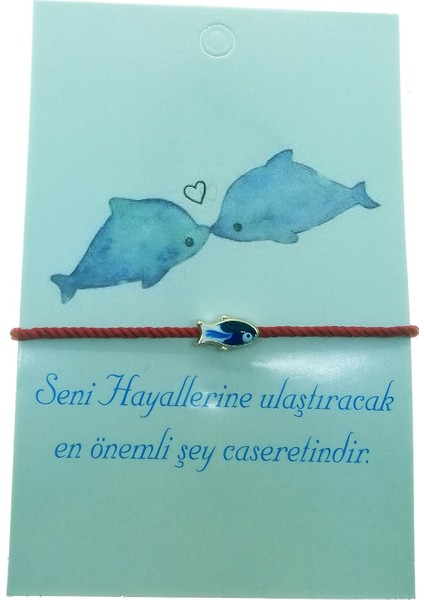 Altın Renk Kırmızı Ip Balık Arkadaş Şans Bilekliği - 2290