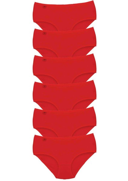 6 Adet Tutku Kadın Yüksek Bel Bato Ince Lastik Külot Kırmızı