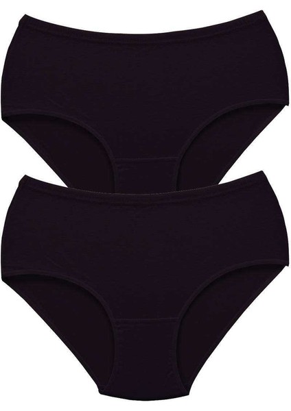 2 Adet Tutku Kadın Yüksek Bel Bato Kalın Lastik Külot Siyah