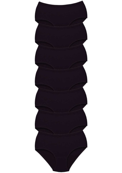 7 Adet Tutku Kadın Yüksek Bel Bato Kalın Lastik Külot Siyah