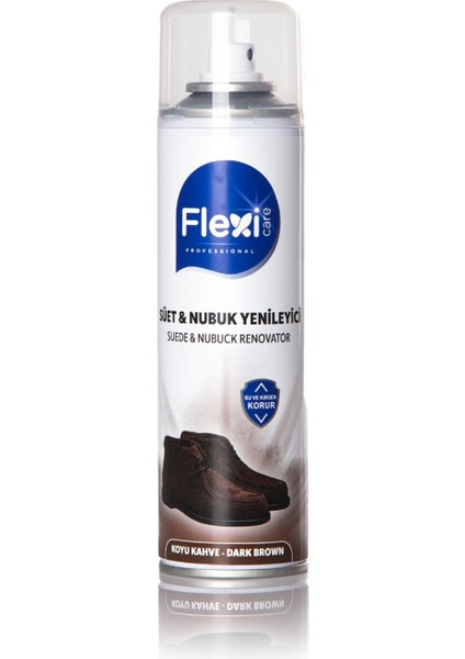 Süet ve Nubuk Ayakkabı Boya Spreyi Flexi Care Koyu Kahve Renk 250 ml FLX-6410