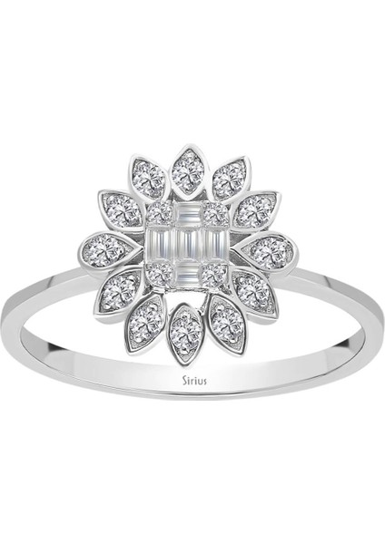 Baget Pırlanta Taşlı Güneş Çiçeği Yüzük