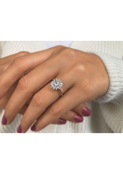 Baget Pırlanta Taşlı Güneş Çiçeği Yüzük modelleri