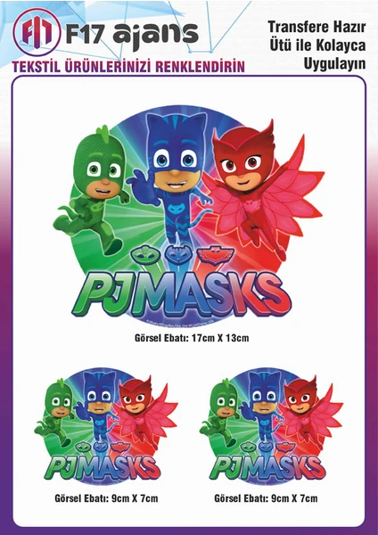 F17 Ajans Ütü Ile Yapışan Tekstil Baskı Görseli Pijamaskeliler Pjmasks