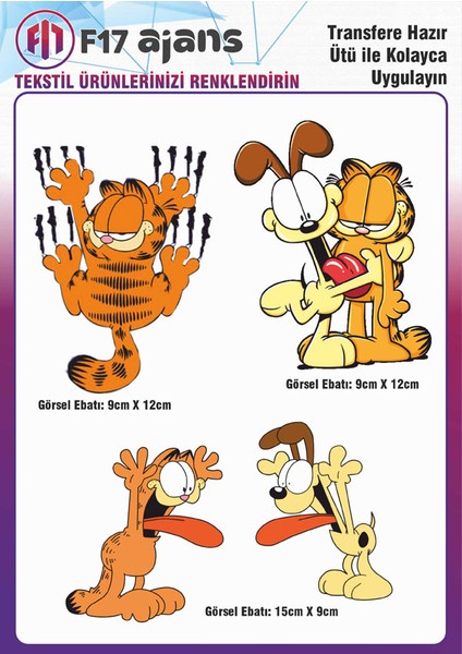 Ütü Ile Yapışan Tekstil Baskı Görseli Garfield