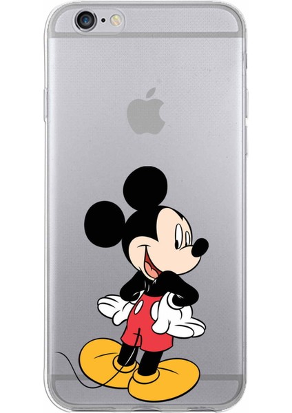 Apple iPhone 6s Plus Uyumlu Kapak Mickey Mouse Tasarımlı Şeffaf Silikon Kılıf