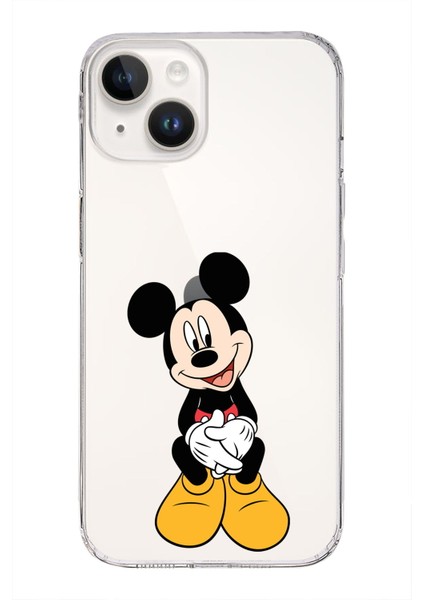 Printify Apple iPhone 14 Plus Uyumlu Kapak Mickey Mouse Tasarımlı Şeffaf Silikon Kılıf