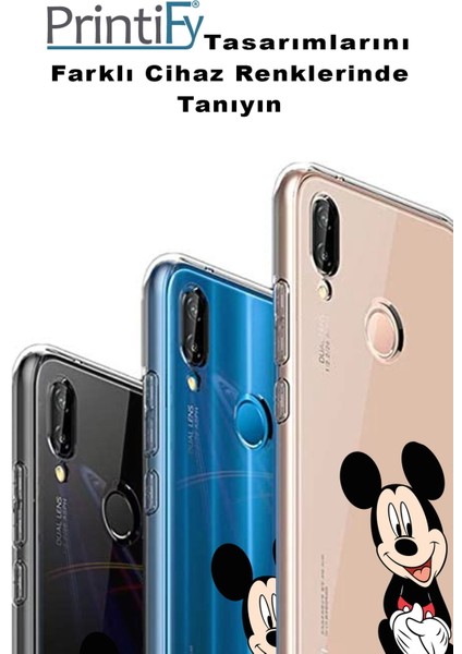 Printify Apple iPhone 14 Plus Uyumlu Kapak Mickey Mouse Tasarımlı Şeffaf Silikon Kılıf