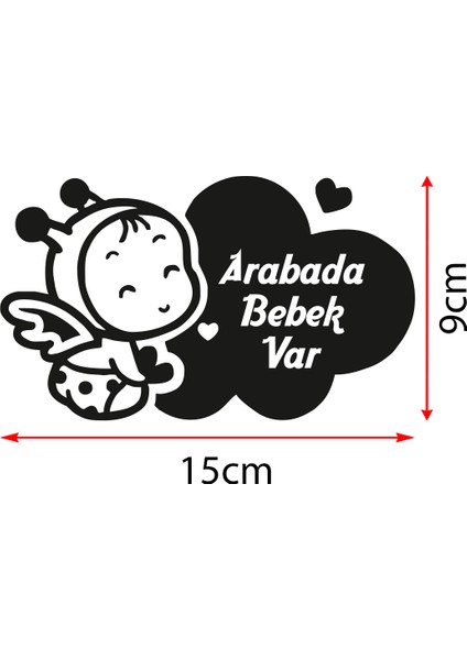 Arabada Bebek Var Yazısı ve Melek Stickeri Yapıştırması 15X9CM