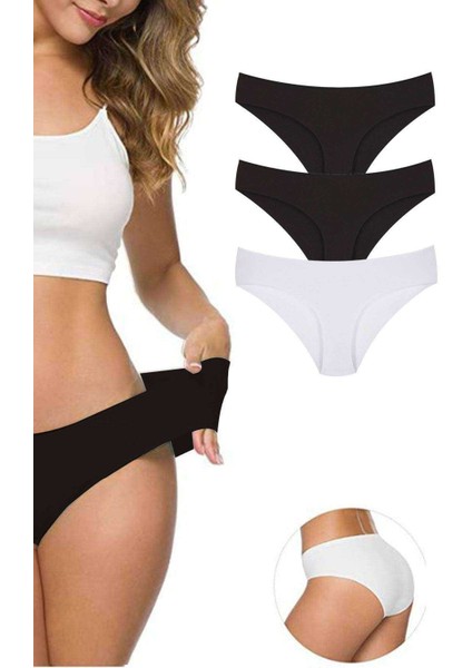 3 Adet Kadın Dikişsiz Lazer Kesim Esnek Iz Yapmayan Külot S1