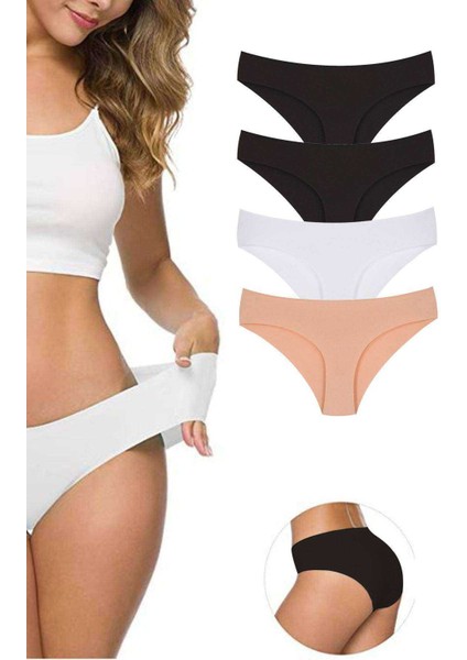 4 Adet Kadın Dikişsiz Lazer Kesim Esnek Iz Yapmayan Külot S4