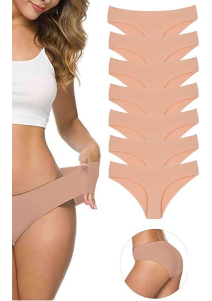 7 Adet Kadın Dikişsiz Lazer Kesim Esnek Iz Yapmayan Külot Ten