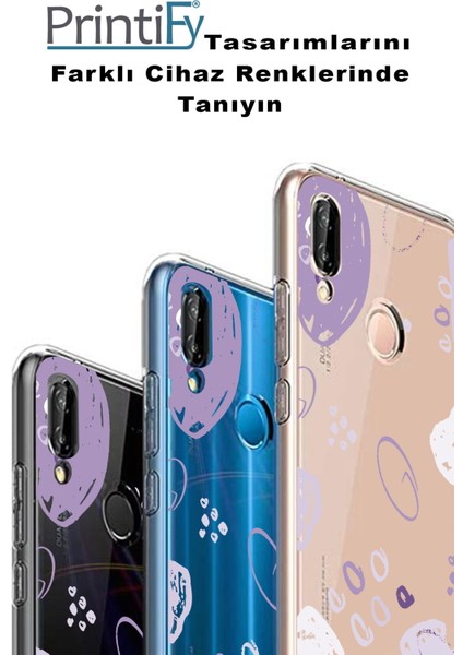 Apple iPhone 8 Uyumlu Kapak Memphis Tasarımlı Şeffaf Silikon Kılıf