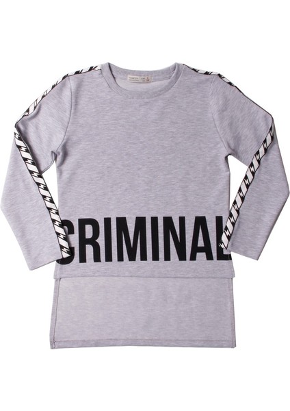 Kız Çocuk Criminal Baskılı Iki Kolu Şeritli Tişört indirimleri