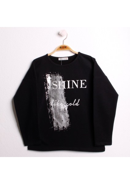 Kız Çocuk Sweatshirt Shine Varak Baskılı