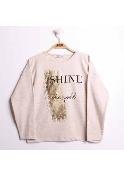 Kız Çocuk Sweatshirt Shine Varak Baskılı