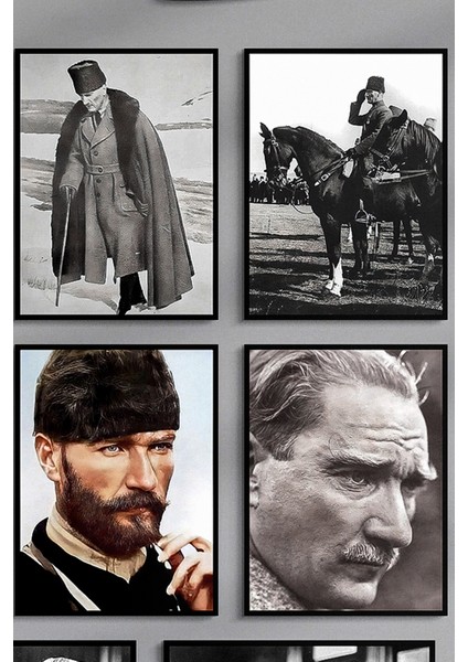 Atatürk Çerçevesiz Çerçeve Görünümlü Atatürk Fotoğrafları 13 Parça Mdf Tablo Seti Atatürk Imzası fırsatları