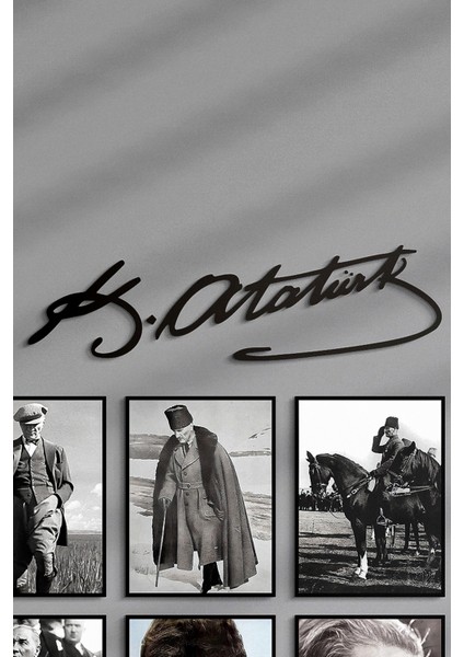 Atatürk Çerçevesiz Çerçeve Görünümlü Atatürk Fotoğrafları 13 Parça Mdf Tablo Seti Atatürk Imzası indirimleri