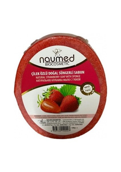 Çilek Özlü Doğal Süngerli Sabun 130 gr