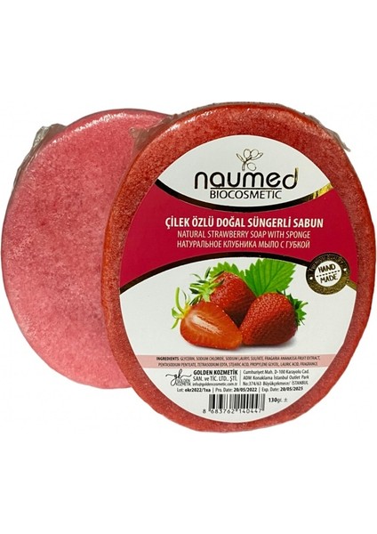Çilek Özlü Doğal Süngerli Sabun 130 gr