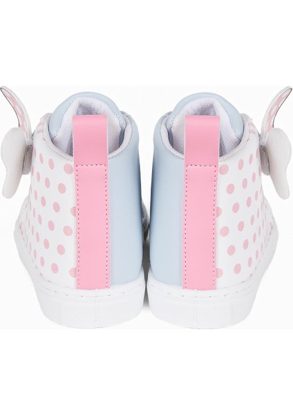 Pembe Puantiye Desenli Kurdele Detaylı Cırt Cırtlı Lastikli Açık Mavi Kız Çocuk Günlük Sneaker Spor AYAKKABI-S-1005 indirimleri