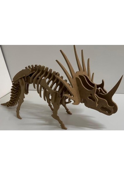 Ceratopsian 3D Dinozor Iskelet Maket-Yapboz-(8mm Ham Mdf)