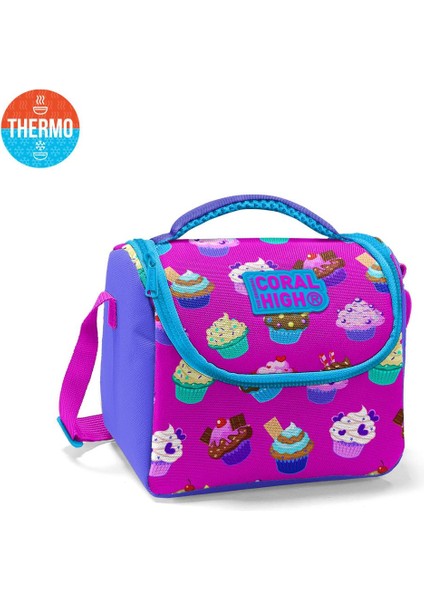 Kıdscoral High Kids Lavanta Pembe Cupcake Desenli Thermo Beslenme Çantası 11817