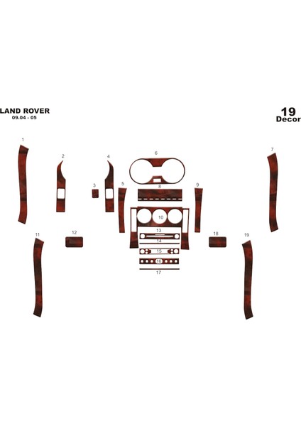 Meriç® Land Rover Freelander Ön Torpido Kaplama Maun 19 Parça 2004-2006