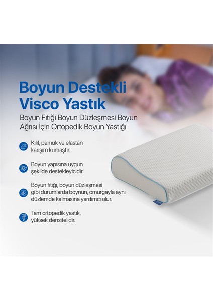 Boyun Destekli Visco Yastık Boyun Fıtığı Boyun Düzleşmesi Için Ortopedik Boyun Yastığı 60*40*11*8