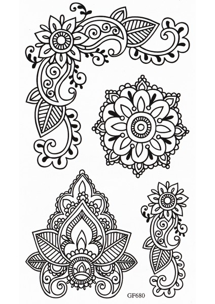 Mandala Desenli Geçici Kadın Dövmesi