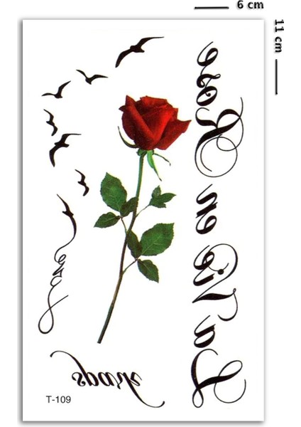 Kırmızı Gül ve Yazılı Dövme Mini Tattoo fiyatları