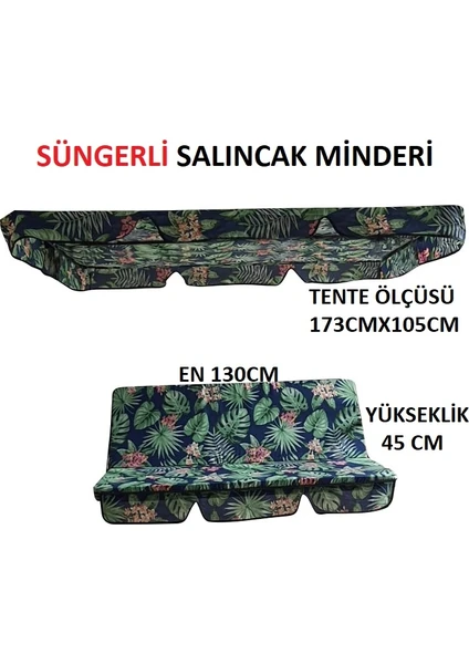 Mor Minder Salıncak Minder Seti Tenteli Yeşil Yaprak Salıncak Minder Seti 2 Kişilik Süngerli Işbir Gri Sünger