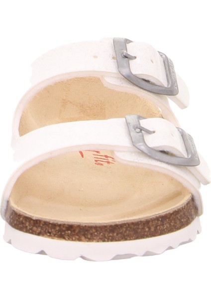 Fussbett Kadın Mantar Tabanlı Beyaz Simli Terlik modelleri