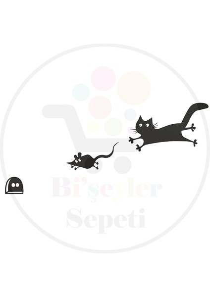 Kedi - Fare Kovalamaca Duvar Dekor