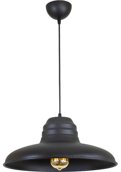 Retro 1,rustik,modern Siyah Mutfak,odalar,cafeler Için Tekli Metal Sarkıt Avize ÇAP:33CM