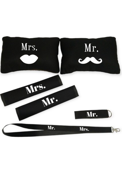 Mr.mrs. Siyah Boyun Yastık Emniyet Kemer Pedi Konfor Seti Hediyelik fiyatları