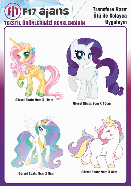 Ütü Ile Yapışan Tekstil Baskı Görseli My Little Pony Unicorn
