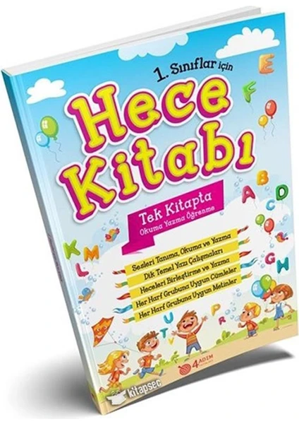 Hece Kitabı 4 Adım Yayınları 1 Sınıf Için Ilk Okuma Yazma Öğrenme Kitabı Örnek Harfler Okumayı Öğrenme Kitapı